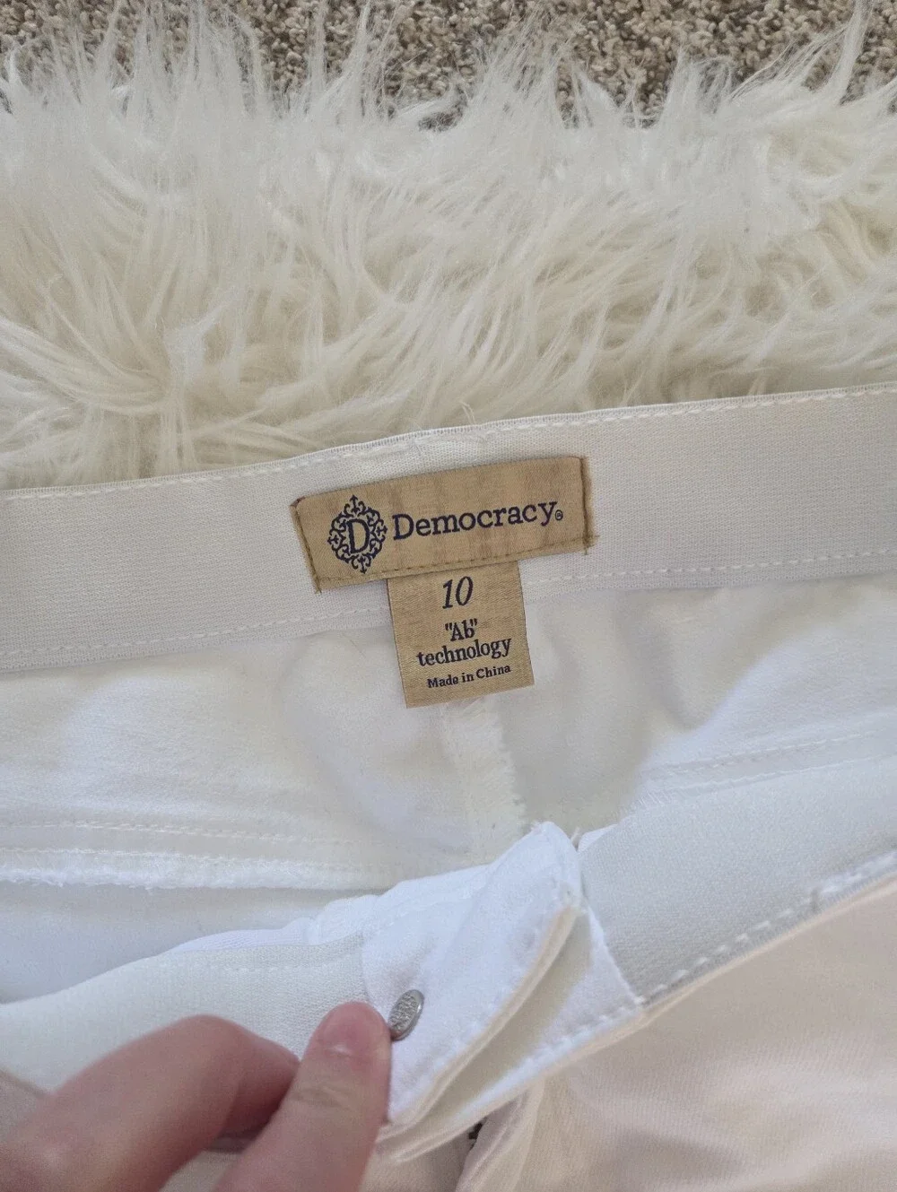Democracy Ab Tech High Rise Slim Straight Leg Jeans White Frayed Cuff - Picture 12 of 14